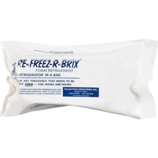 The Packaging Wholesalers Re-Freez-R-Brix‚Ñ¢ Cold Bricks, 64 Oz., 9"L x 4"W x 3"H, White/Blue, 8/Pack RB62